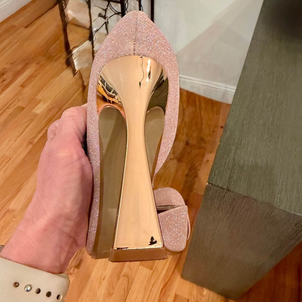 Betsey Johnson Glitter Heels with Bow - Champagne Blush 🥂 - Picture 6 of 11